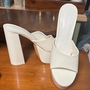 Liliana White Platform Mules